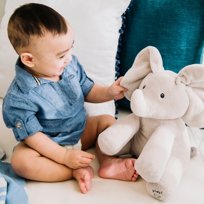 Gray Plush Singing Elephant Toy with Flapping Ears