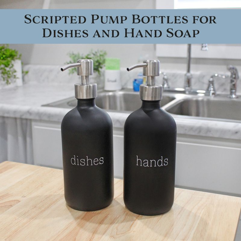Cornucopia Brands 16oz Hands Dishes Pump Bottles 2pc Set; Soap Dispensers for Kitchen and Home, 5 of 9