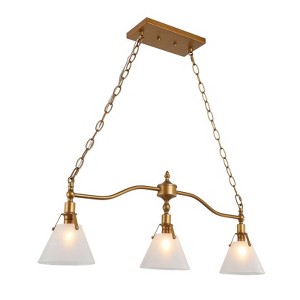 LNC Darren 3-Lights 31.5" Modern Linear Kitchen Island Pendant  Lights, Antique Brushed Gold with 3 Opal Glass Shades - 1 of 4