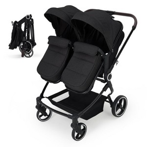 Double Stroller for Newborn & Toddler, Lightweight Twin Stroller with Reversible Seat, Adjustable Backrest & Canopy, Storage Basket, Easy Fold - 1 of 4