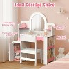Kids Vanity with Lights, Princess Girls Vanity with Open Storage Shelves, Toddler Vanity Table and Chair Set, Perfect for Bedroom or Playroom - 3 of 4
