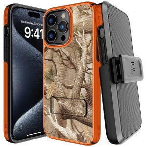 Nakedcellphone Combo for iPhone 15 Pro Max - Rugged Phone Cover with Stand and Belt Clip Holster - 1 of 4