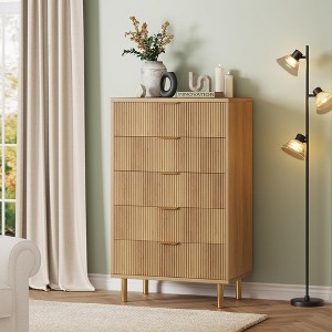 Whizmax 5 Drawer Dresser for Bedroom, 48” Tall Dresser Organizer with Metal Legs, Modern Wood Chest of Drawers for Bedroom, Hallway, Home Office - 1 of 4