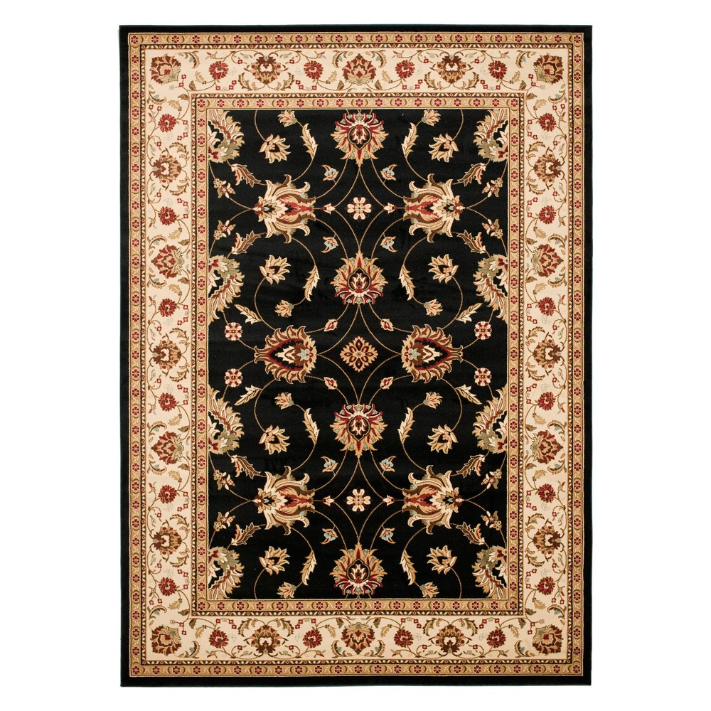 6'7inx9'6in Alisa Floral Area Rug Black/Ivory - Safavieh