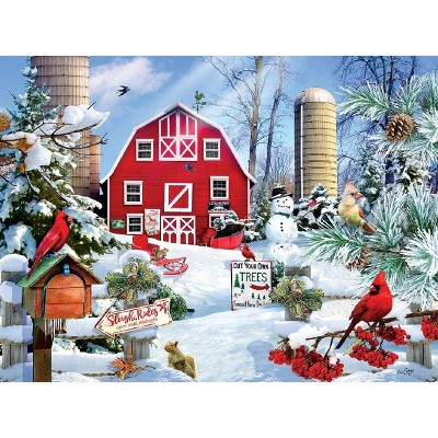 Sunsout A Snowy Day on the Farm 300 pc  Christmas Jigsaw Puzzle 35013