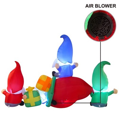 6-Foot Christmas Inflatable Gnomes with Gift Bag and LEDs