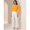 Allegra K Women's Work Peter Pan Collar Long Bishop Sleeve Button Down Shirt - 3 of 4