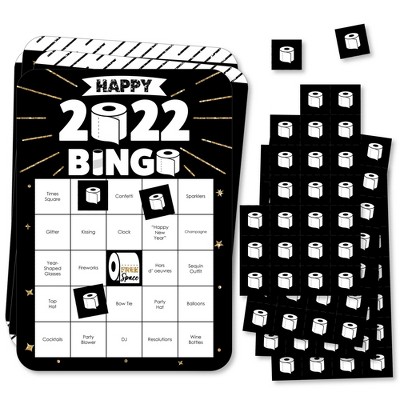 Big Dot of Happiness Rollin' in the New Year - Bar Bingo Cards and Markers - 2022 New Year's Eve Party Bingo Game - Set of 18