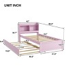 Trundle Bed with Built-in Bookcase Headboard,Wooden Platform Bed with Storage Shelves for Kids Teens,Guest Room-Baofuwish - 4 of 4