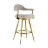 HomeRoots 30" Taupe and Gold Fabric and Stainless Steel Bar Height Swivel Bar Chair - 4 of 4