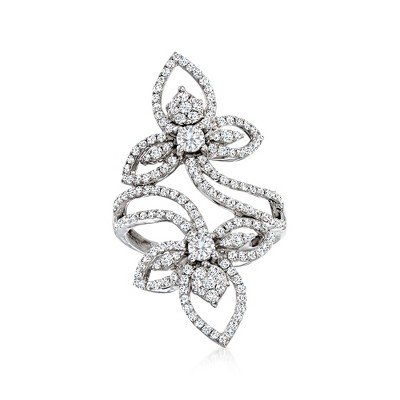 Ross-Simons 1.50 ct. t.w. Diamond Floral Cluster Ring in 14kt White Gold