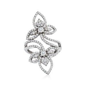 Ross-Simons 1.50 ct. t.w. Diamond Floral Cluster Ring in 14kt White Gold - 1 of 4