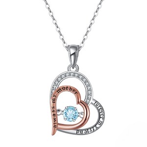 Birthstone Mom Necklace for Mother by Ginger Lyne Sterling Silver Swinging CZ - 1 of 4
