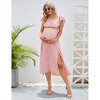 BLUEMING Maternity Sundress Flounce Elastic Neckline Dress Thigh Slit Maxi A-Line Dress - 4 of 4