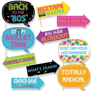 Big Dot of Happiness Funny 80's Retro - Photo Booth Props Kit - 10 Piece - 1 of 4