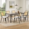 PexFix 2Pcs Dining Chairs Mid-Century Modern Kitchen Chairs with Rattan Backrest & Metal Frame Boucle Upholstered Accent Chairs White - 3 of 4