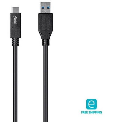Monoprice USB & Lightning Cable - 1 Meter - Black | Essentials 3.1 USB-C to USB-A Gen 2, 3A, 10 Gbps, use with Samsung Galaxy S9 S8 Note 8, Pixel, LG