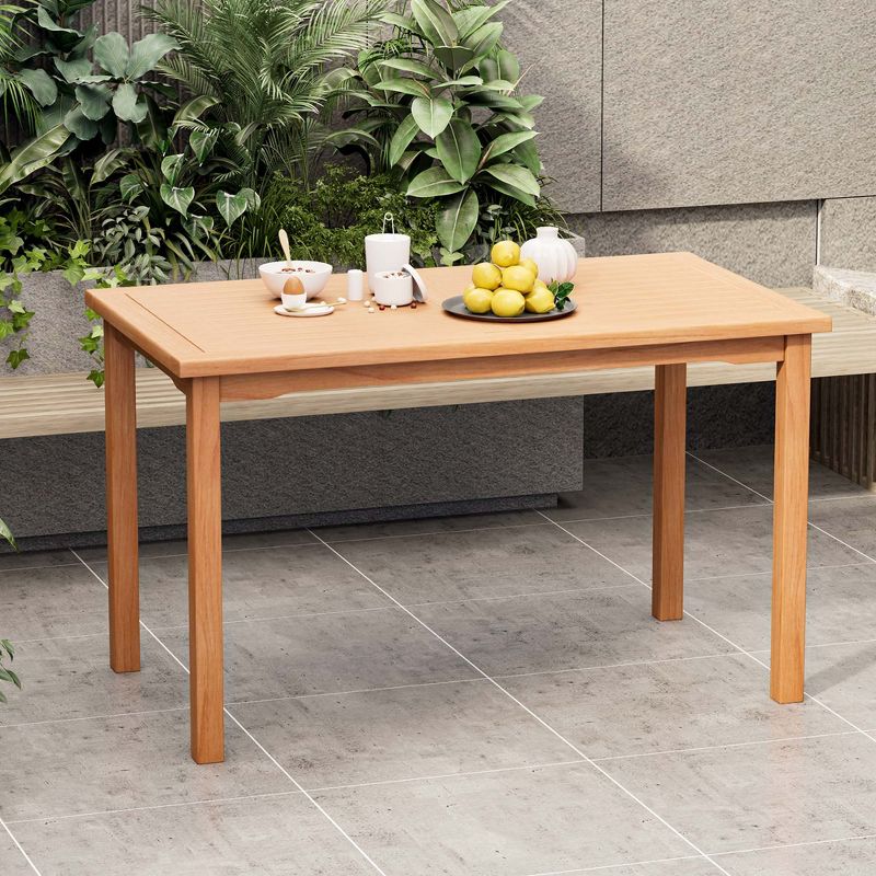 Costway Patio Rectangle Dining Table Indonesia Teak Wood Spacious Slatted Tabletop Outdoor Up to 6, 2 of 11