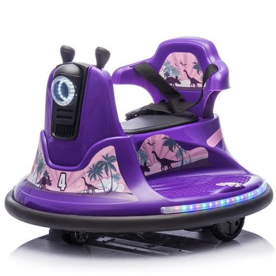 INFURNIC Baby Walkers Kids Ride On Bumper Car with 360 Degree Rotation and Parental Control, Purple, 26.18"*26.18"*18.74"
