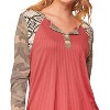 Women's MARSALA BUTTON TOP WITH CAMO LONG SLEEVES - Haptics - 3 of 4