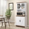 HOMCOM 69" Farmhouse Kitchen Buffet with Hutch, Kitchen Cupboard Storage Cabinet with Glass Doors, Adjustable Shelves, Open Microwave Countertop White - 2 of 4