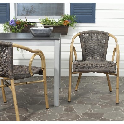 Dagny Brown Wicker and Aluminum Arm Chair Set