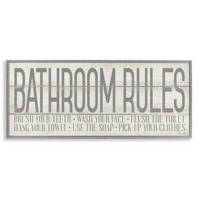 Stupell Industries Planked Style Bathroom Rules, 30" x 13"