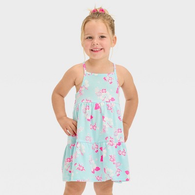 Image of Toddler Girls' Light Blue Floral Tank Dress - Cat & Jack™ Turquoise Blue 3T