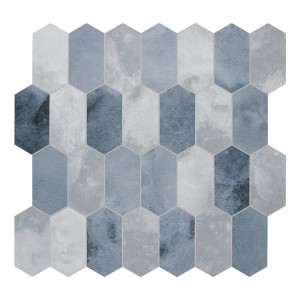 Wikineon 10-Sheet Peel & Stick Backsplash, Blue Cement Long Hexagon Self Adhesive Wall Tile, Stone Composite Mosaic for Kitchen Bathroom Fireplace - 1 of 4