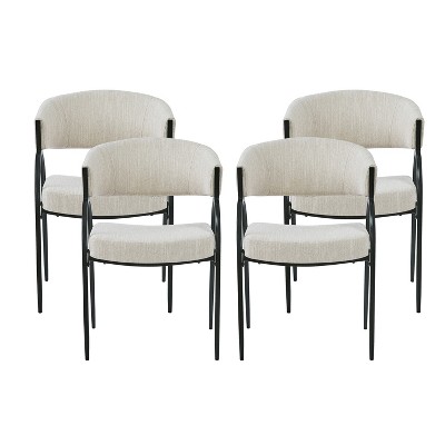 Christopher Knight Home Silas Upholstered Armrest Dining Chairs with Metal Legs (Set of 4)