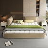 AENKYO King Size Platform Bed Frame with Movable Chenille Upholstered Headboard, Metal+Solid Wooden Slat Double Support - 2 of 4
