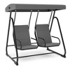 2-Person Outdoor Swing Chair with Adjustable Canopy – Heavy Duty Patio Glider, Removable Cushions, Dark Grey - 3 of 4