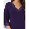 cheibear Women's Lace Modal Soft Half Sleeves One Piece Nightgown - 4 of 4