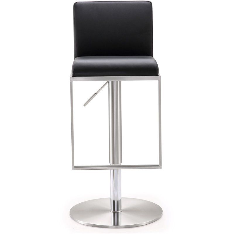 TOV Furniture Amalfi 22" Adjustable Stainless Steel and Fabric Barstool in Black, 3 of 11