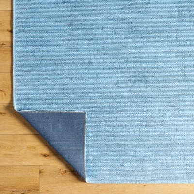 Tobey Pale Blue Washable Chenille Area Rug 5'3" x 7'