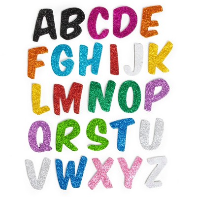Bright Creations 130-Pack Glitter Foam Alphabet Letter Stickers for Kids, A-Z in 13 Colors (1.75 x 1.25 in)