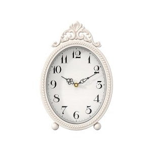 Aoibox Vintage Table Clock on Stand, French Rustic Style Antique White Mantel Clock for Living Room, Farmhouse, Bedroom, Desk, Shelf, Gift - 1 of 4