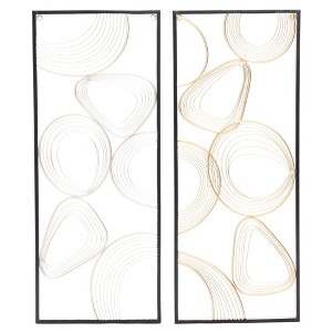 LuxenHome Gold and Silver Abstract Rectangular Metal Wall Decor Living Room Decor Set of 2 - 1 of 4