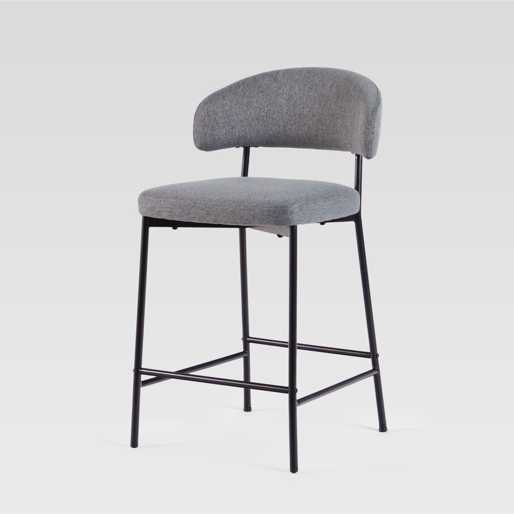 Photos - Storage Combination Set of 2 Modern Curved Back Counter Stool Charcoal - Saracina Home