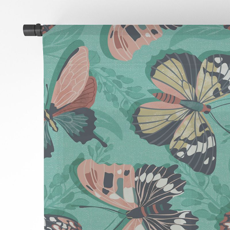 Heather Dutton Mariposa Boho Butterflies Aqua Single Panel Sheer Window Curtain - Deny Designs, 4 of 7