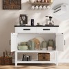 Entryway Table Storage Cabinet - 2 Doors & 2 Drawers Solid Wood, Multifunctional Coffee Bar, Sofa Console for Living Room, Hallway (White) - 3 of 4