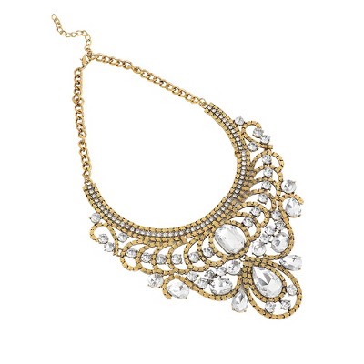 SOHI Women's Crystal Silver Party Statement Necklace