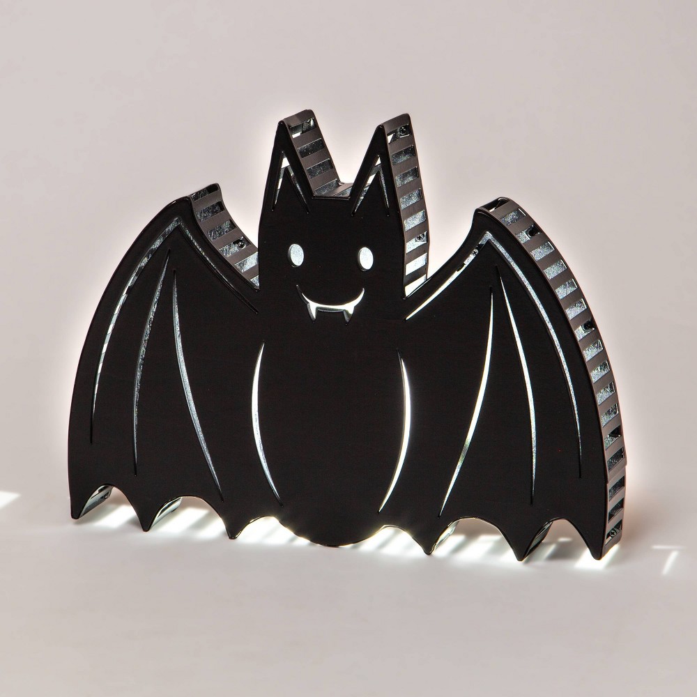 Halloween LED Backlit Flicker Bat Sign Halloween Novelty Silhouette Light White - Hyde & EEK! Boutique