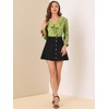 INSPIRE CHIC Women's Office Work Ruffle V Neck Long Sleeve Chiffon Peasant Blouse - 3 of 4
