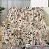 Cozy Floral Print Flannel Throw Blanket - Soft, Warm with Flowers in Green, Pink, and White - Perfect for Sofa, Bed, All-Season Gift Blanket - 3 of 4