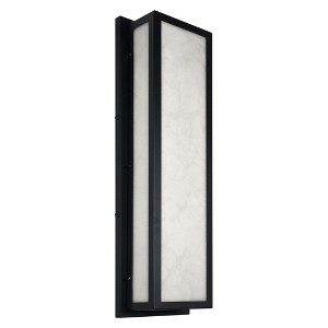 DORESshop 25 in. 30-Watt Black Outdoor Rectangle Hardwired Integrated LED Lantern Wall Sconce with Resin Shade 3000K Waterproof - 1 of 4
