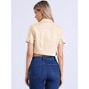 Allegra K Women's Turndown Collar Short Sleeves Crop Casual Jean Jacket - 3 of 4