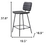 HomeRoots Set of Two 26" Black Faux Leather And Steel Low Back Counter Height Bar Chairs - 3 of 4