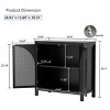 INFURNIC Decorative Storage Cabinets Black Rattan Sideboard Buffet Cabinet with Adjustable Shelf for Living Room, Black, 28.94"*14"*30.2" - 3 of 4