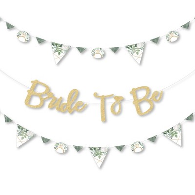 Big Dot of Happiness Boho Botanical Bride - Bridal Shower & Wedding Party - 36 Banner Cutouts & No-Mess Real Gold Glitter Bride-To-Be Banner Letters